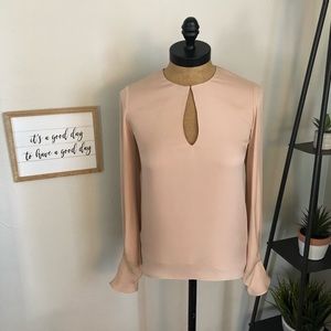 Joie “Abekwa” Silk Petal Sleeve Blouse in Pink Sky